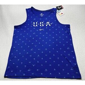 Nike USA Team Olympic Club Tank Top Mens Medium Blue All Over Print FN0879 NWT